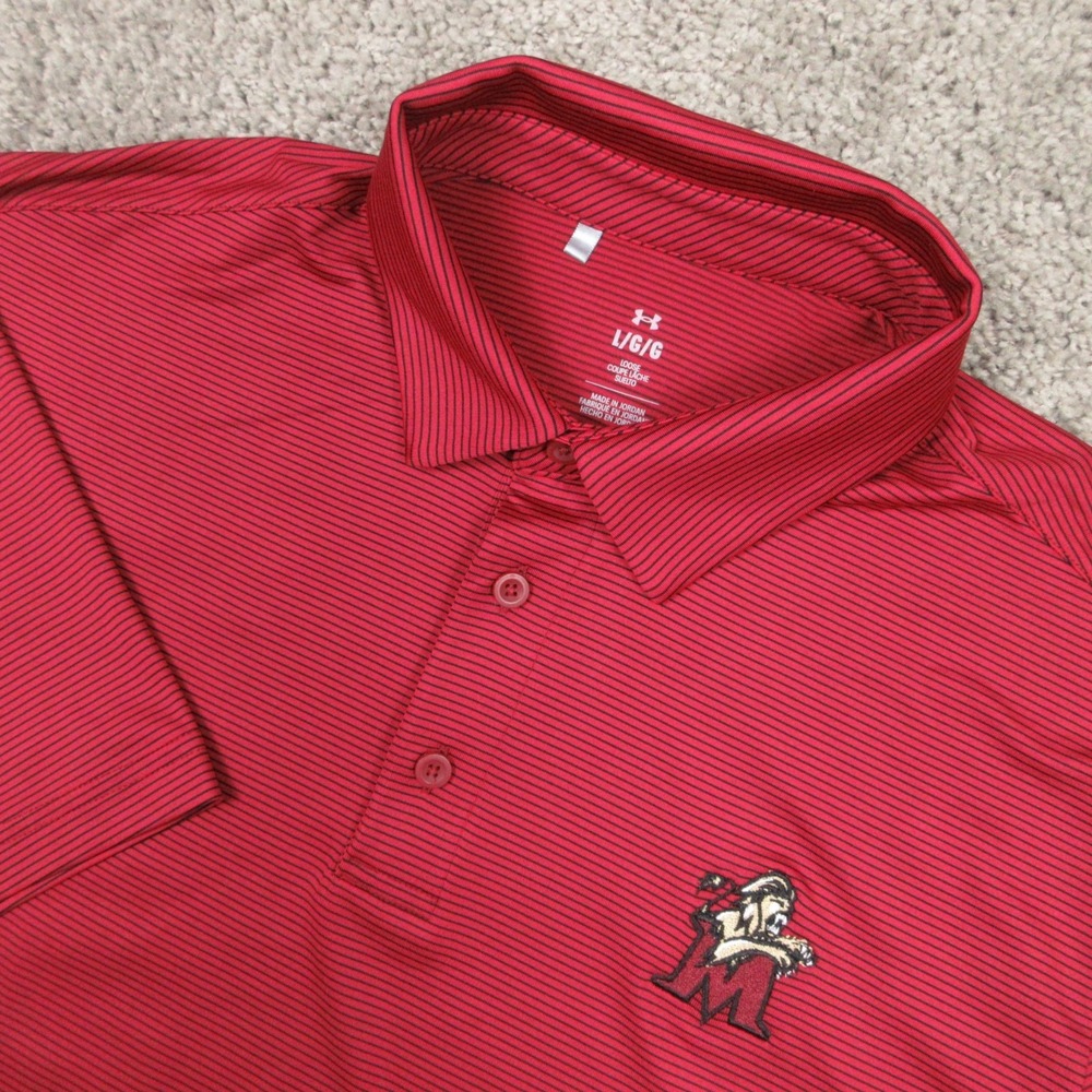 Molloy Lions Polo Shirt Mens Large Red Under Armour Performance Golf Stretch EUC